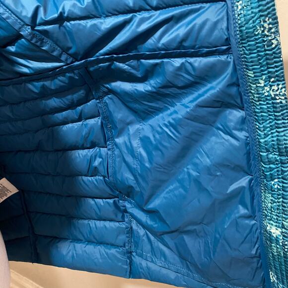 Lands' End Jacket Size Small Wanderweight Packable Hooded Teal Abstract Print - Picture 6 of 11